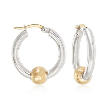 Ross-Simons | Ross-Simons Cape Cod Jewelry Sterling Silver and 14kt Yellow Gold Hoop Earrings 7.6折, 独家减免邮费