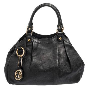 推荐Gucci Black Guccissima Leather Medium Sukey Tote商品