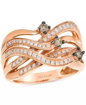 Le Vian | Chocolatier® Chocolate Diamond & Vanilla Diamond Multirow Crossover Ring (3/8 ct. t.w.) in 14k Rose Gold,商家Macy's,价格¥37392