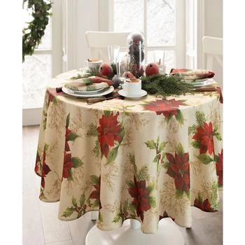 Elrene | Festive Poinsettia Holiday Oval Tablecloth,商家Macy's,价格¥238