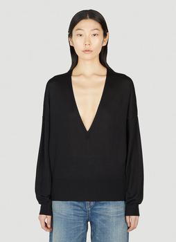 推荐Deep V Knit Top in Black商品