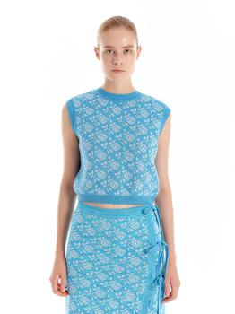 商品EENK | ULORA Floral Jacquard Knit Vest (Sky Blue),商家W Concept,价格¥2399图片