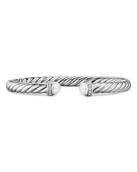 David Yurman | Cable Flex® Bracelet in Sterling Silver with Pearls and Diamonds, 6mm,商家Bloomingdale's,价格¥6585