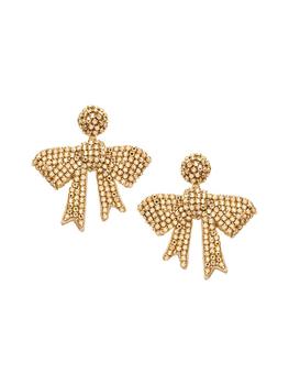 商品Oscar de la Renta | 14K-Gold-Plated, Glass Crystal & Beaded Bow Clip-On Drop Earrings,商家Saks Fifth Avenue,价格¥2870图片