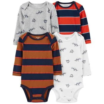 Carter's | Baby Boys Long Sleeve Bodysuits, Pack of 4 7.9折, 独家减免邮费