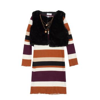 商品Rare Editions | Big Girls Rib Knit Dress with Faux Fur Vest, 2 Piece Set,商家Macy's,价格¥170图片