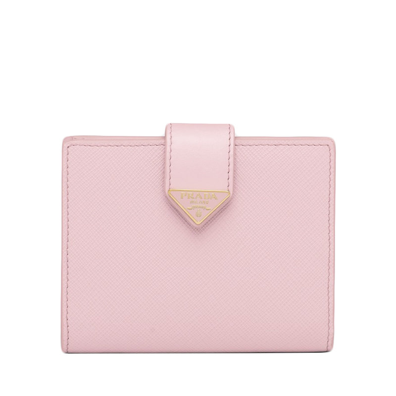 Prada | 【预售3-7天】PRADA/普拉达 22春夏新款 女士小号雪粉色皮革徽标压纹珐琅金扣钱包1MV204_2DYG_F0E18商品图片,8折, 包邮包税