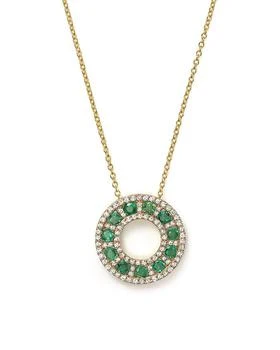 Bloomingdale's | Emerald and Diamond Circle Pendant Necklace in 14K Yellow Gold, 17" - Exclusive,商家Bloomingdale's,价格¥22765