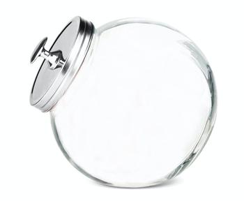 商品Home Basics | Large 91 Oz. Round Glass Candy Storage Jar With Stainless Steel Top Clear,商家Verishop,价格¥124图片