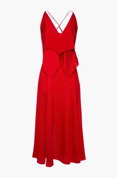 ROLAND MOURET, ROLAND MOURET | Tolima ruffled hammered silk-blend satin midi dress商品图片 3折