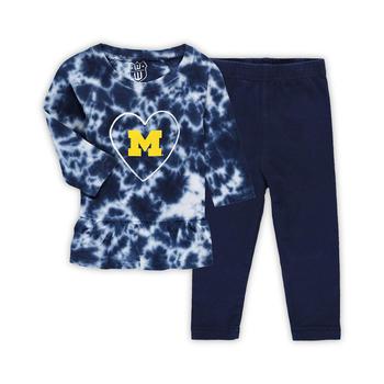 商品Wes & Willy | Girls Infant Navy Michigan Wolverines Tie-Dye Ruffle Raglan Long Sleeve T-shirt and Leggings Set,商家Macy's,价格¥275图片