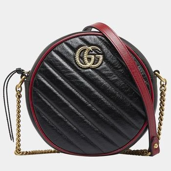 推荐Gucci Black,Red Mini Torchon GG Marmont Round Crossbody Bag商品