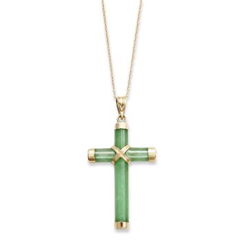 商品Macy's | Jade Cross Pendant Necklace in 14k Gold (20 ct. t.w.),商家Macy's,价格¥1647图片