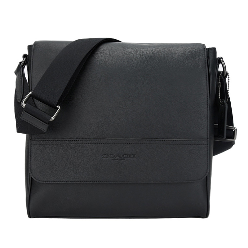 gancini单肩包, Coach | COACH男包蔻驰 奢侈品 男士黑色皮革单肩斜挎包商务包礼物送男友 F68015 QB/BK商品图片 4.7折×额外8折, 包邮包税, 额外八折