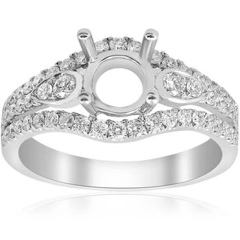 5/8ct Pave Halo Engagement Ring Setting 18K White Gold Semi Mount