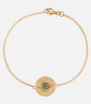 商品Ileana Makri | Eye 18kt gold bracelet with diamonds, tsavorites and blue sapphires,商家MyTheresa,价格¥11704图片