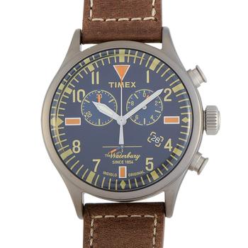 推荐Timex Waterbury Traditional Chronograph Brown Leather Strap Watch TW2P84100商品