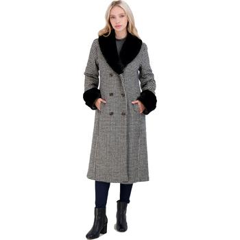 推荐Urban Outfitters Women's Printed Double Breasted Wool Coat with Faux Fur Trim商品