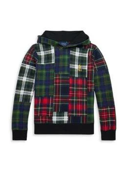 推荐Little Boy's & Boy's Patchwork Plaid Hoodie Sweatshirt商品