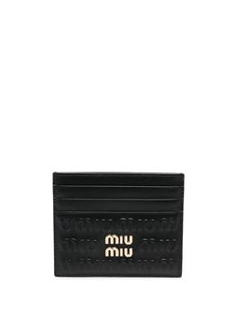Miu Miu | MIU MIU logo-embossed leather cardholder black商品图片,7.7折