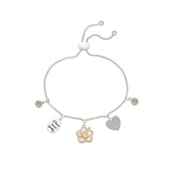 Unwritten | 14K Gold Flash-Plated Mother of Pearl and Crystal "Ohana Means Family" Bolo Bracelet商品图片,3.5折