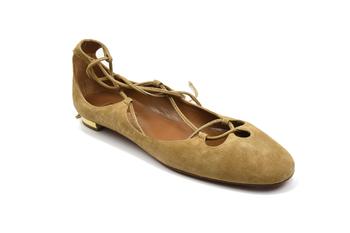 推荐Aquazzura Dance Suede Flat Cappuccino商品