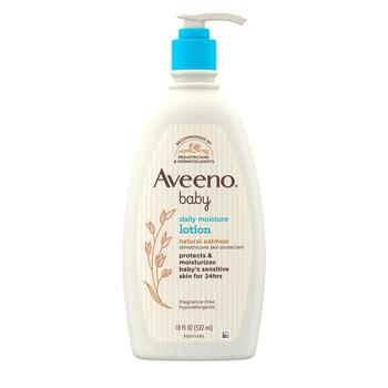 Aveeno | Aveeno Baby Daily Moisture Moisturizing Lotion for Delicate Skin with Natural Colloidal Oatmeal & Dimethicone, Hypoallergenic, Fragrance-, Phthalate- & Paraben-Free, 18 fl. oz (Package May Vary)商品图片,5.3折