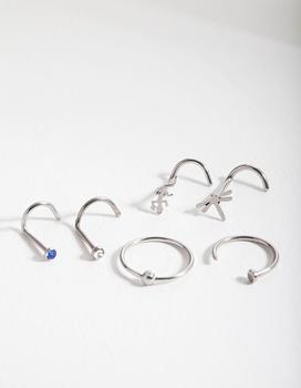 商品Rhodium Surgical Steel Animal Nose Jewellery Pack图片