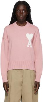 AMI | Pink Ami de Cœur Sweater商品图片,额外8.5折, 独家减免邮费, 额外八五折
