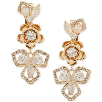 Anne Klein | Gold-Tone Crystal Flower Clip-On Drop Earrings,商家Macy's,价格¥126