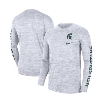 Nike户外用品, NIKE | Men's White Michigan State Spartans Velocity Legend Team Performance Long Sleeve T-shirt商品图片 
