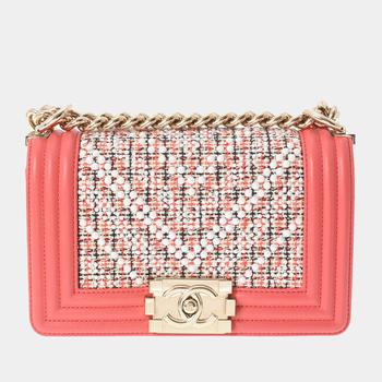 [二手商品] Chanel | Chanel Pink Leather Chevron Small Boy Flap Bag Shoulder Bag商品图片,