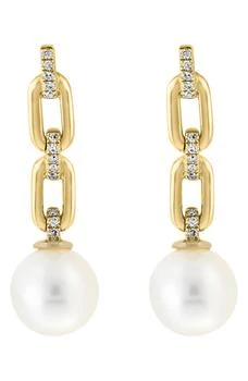 Effy | 14K Gold Freshwater Pearl & Diamond Drop Earrings - 0.09ct 3.3折, 独家减免邮费
