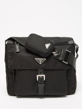 Prada | Buckled leather-trim Re-nylon shoulder bag商品图片,