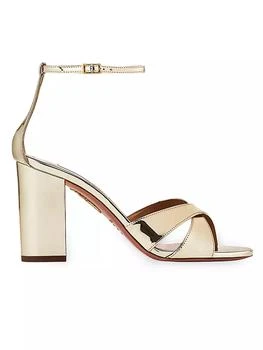 Aquazzura | Divine 85MM Metallic Block-Heel Sandals 