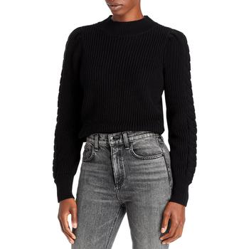 AQUA | Aqua Womens Cable Knit Puff Sleeve Mock Turtleneck Sweater商品图片,2.5折, 独家减免邮费