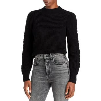 推荐Aqua Womens Cable Knit Puff Sleeve Mock Turtleneck Sweater商品
