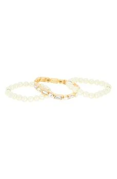 Tasha | Set of 3 Imitation Pearl & Crystal Stretch Bracelets,商家Nordstrom Rack,价格¥73
