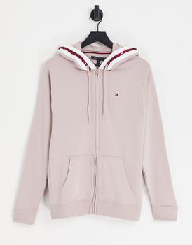 推荐Tommy Hilfiger flag zip through hoodie in beige exclusive to ASOS商品