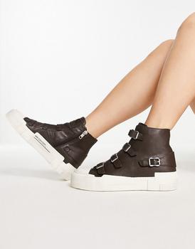 Ash high top buckle trainer in black and white product img