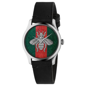 Gucci | Unisex Swiss G-Timeless Black Leather Strap Watch 38mm商品图片,