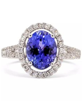 Macy's | Tanzanite (3 ct. t.w.) & Diamond (1/2 ct. t.w.) Oval Halo Ring in 10k White Gold,商家Macy's,价格¥14786