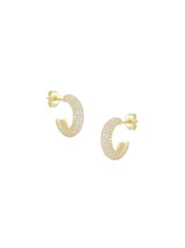 推荐14K Goldplated Sterling Silver & Cubic Zirconia Huggie Earrings商品