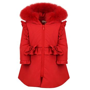 推荐Red Frill Trim Hooded Coat商品