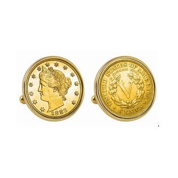 American Coin Treasures | Gold-Layered 1883 First-Year-Of-Issue Liberty Nickel Bezel Coin Cuff Links,商家Macy's,价格¥669
