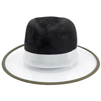 推荐Ladies Black Wide Brim Vinyl And Rabbit-felt Hat In Black商品