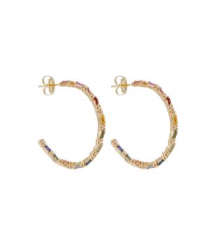 商品Suzanne Kalan | Exclusive to Mytheresa – Fireworks 18kt gold hoop earrings with sapphires and diamonds,商家MyTheresa,价格¥28298图片
