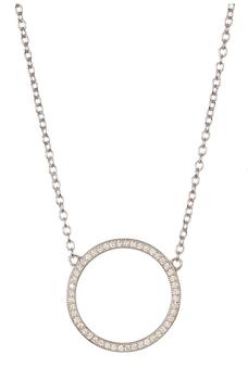 ADORNIA | White Rhodium Plated Swarovski Crystal Accented Circular Necklace商品图片,1.5折
