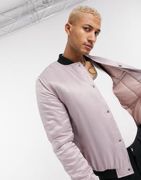 商品ASOS DESIGN padded bomber jacket in satin finish pink,商家ASOS,价格¥180图片