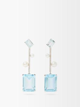 MATEO, MATEO | Diamond, pearl, topaz & 14kt white gold earrings商品图片 